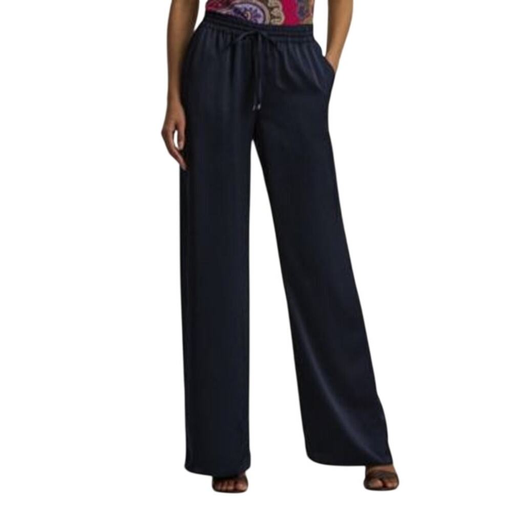 Lauren Ralph Lauren Women's Lightweight Satin Pants in Navy Blue